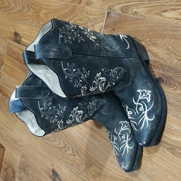 Old West Shoes Old West Vintage Charcoal Western Cowboy Boots Youth